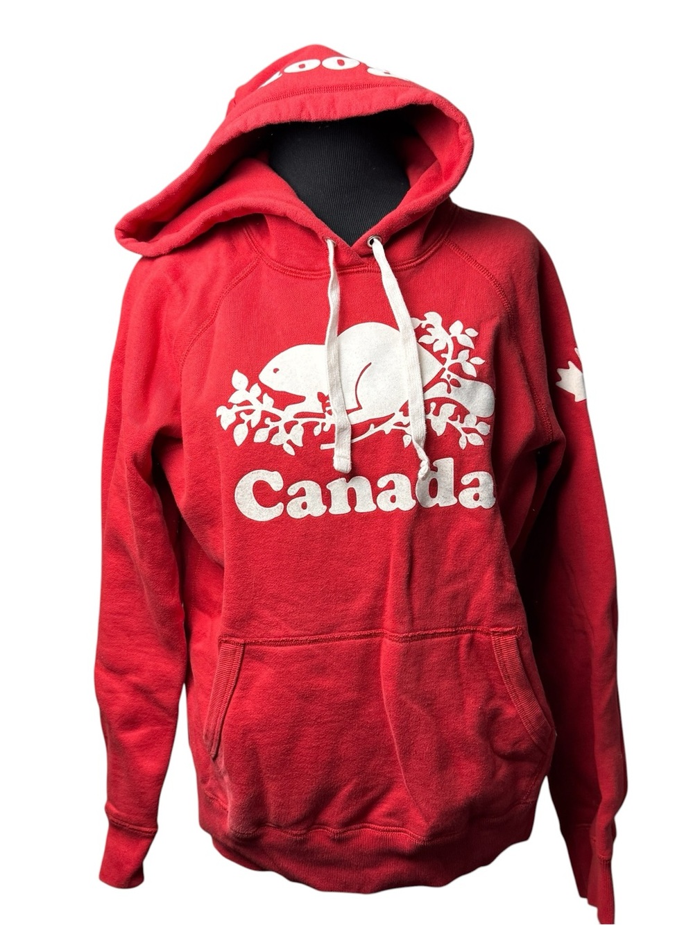 Roots Canada Sweatshirt Hoodie Medium Womens Red Beaver Canada Banff Red Outdoor
